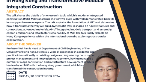 Poster showing details of Prof Pan's Talk at the Lunchtime clinic 20 Sept 2024